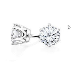 3 Karat Natürliche Diamant-Damen-Ohrstecker Mit Kronenfassung, WG 14K Sechs-Krappen-Set