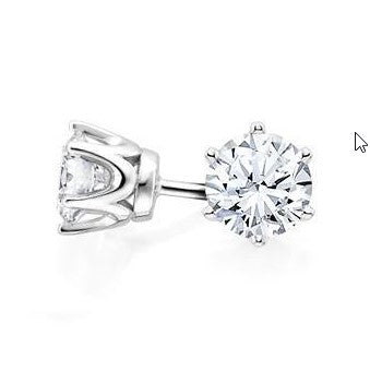 3 Karat Natürliche Diamant-Damen-Ohrstecker Mit Kronenfassung, WG 14K Sechs-Krappen-Set