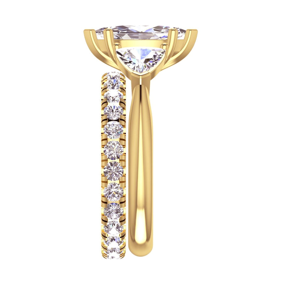 Marquise Edler Diamant Ring in 14 Karat Gelbgold – Seitenansicht
