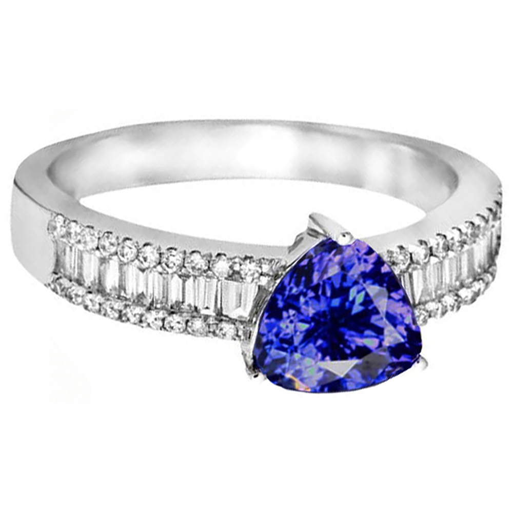 echter trillion tansanit 14Karat ring Seitenansicht