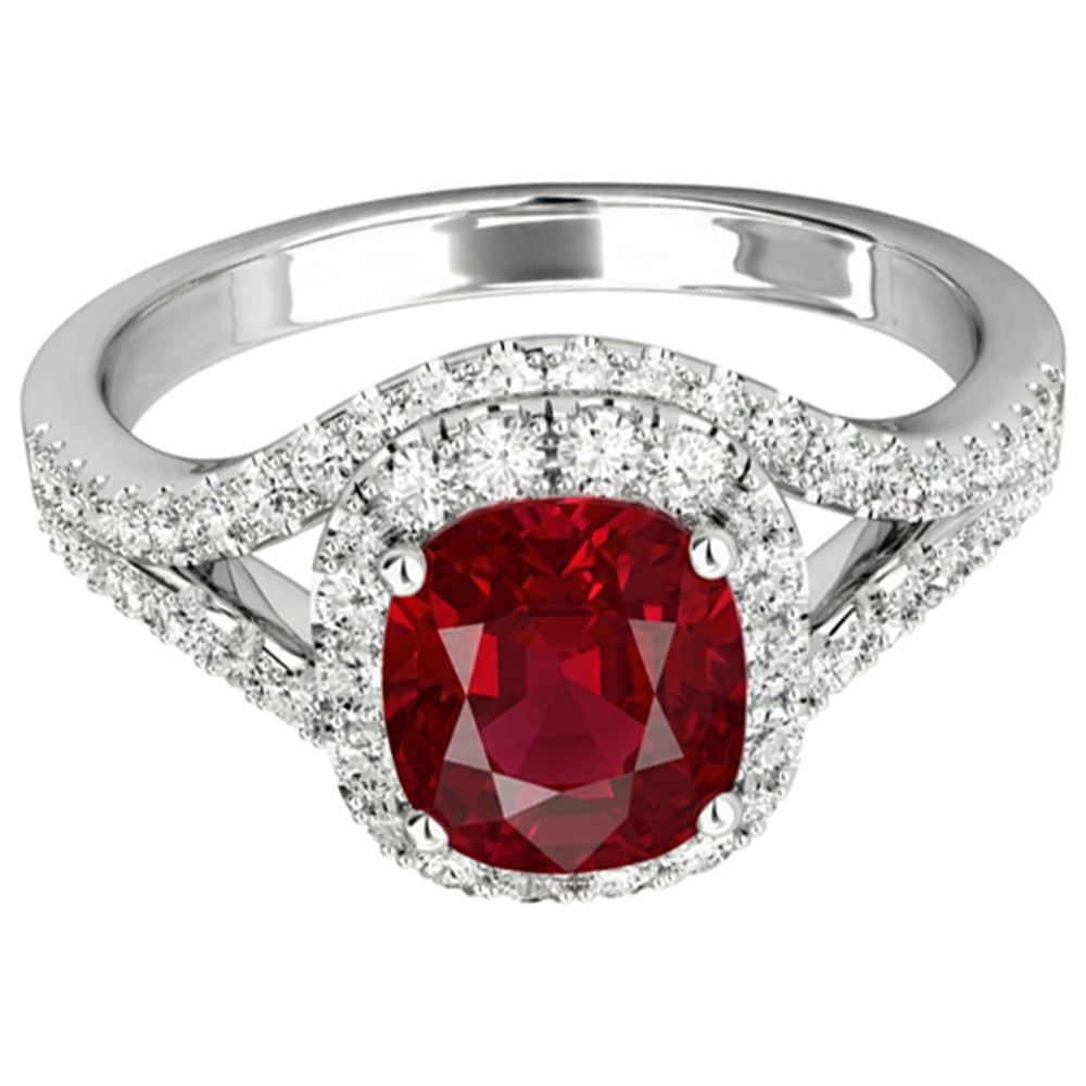 echter round rubin 4.35Karat ring Seitenansicht