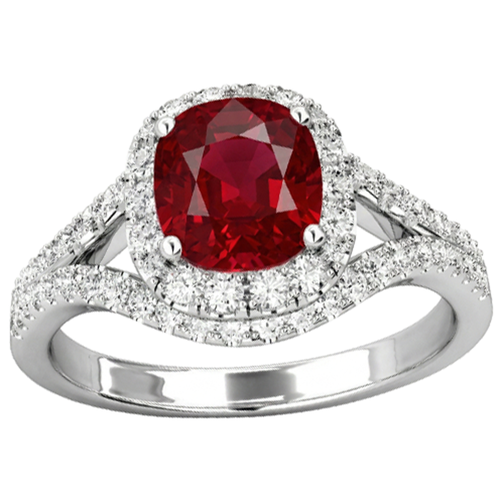 echter round rubin 4.35Karat ring Detailansicht