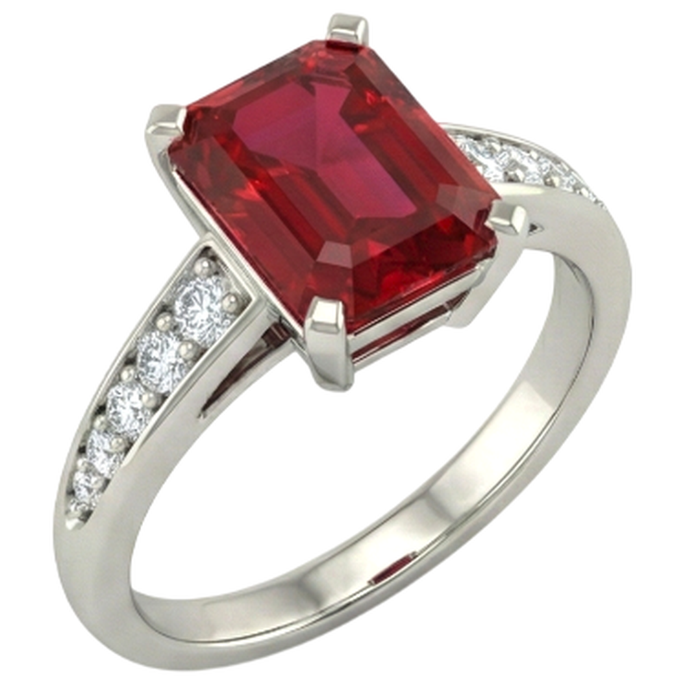 echter round rubin 4.35Karat ring Seitenansicht