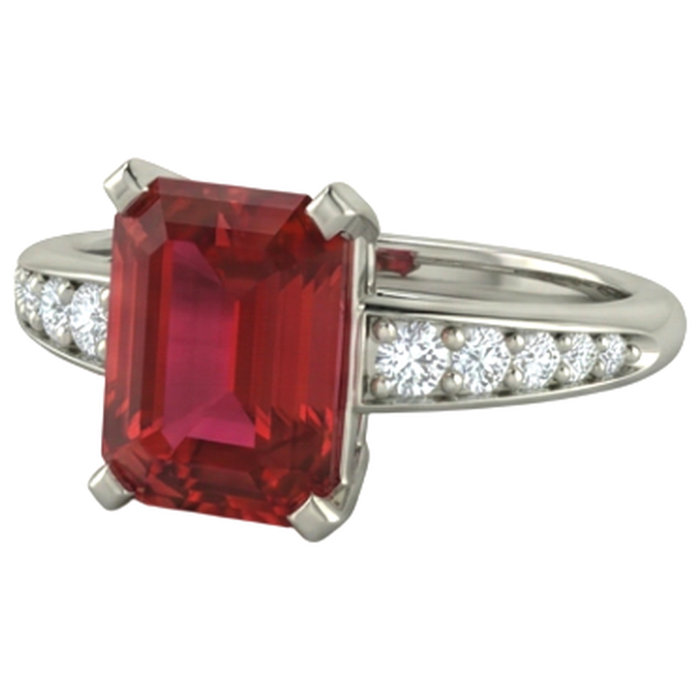 echter round rubin 4.35Karat ring Detailansicht