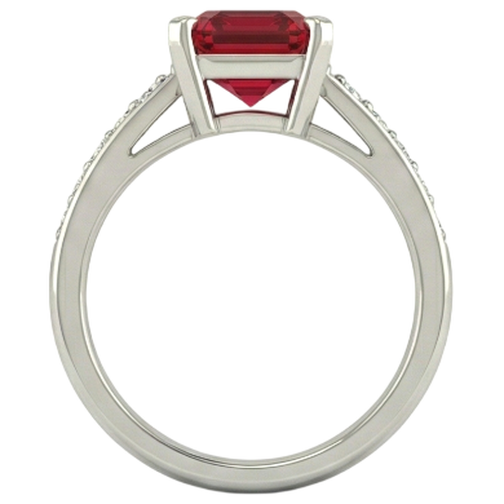 echter round rubin 4.35Karat ring Profilansicht