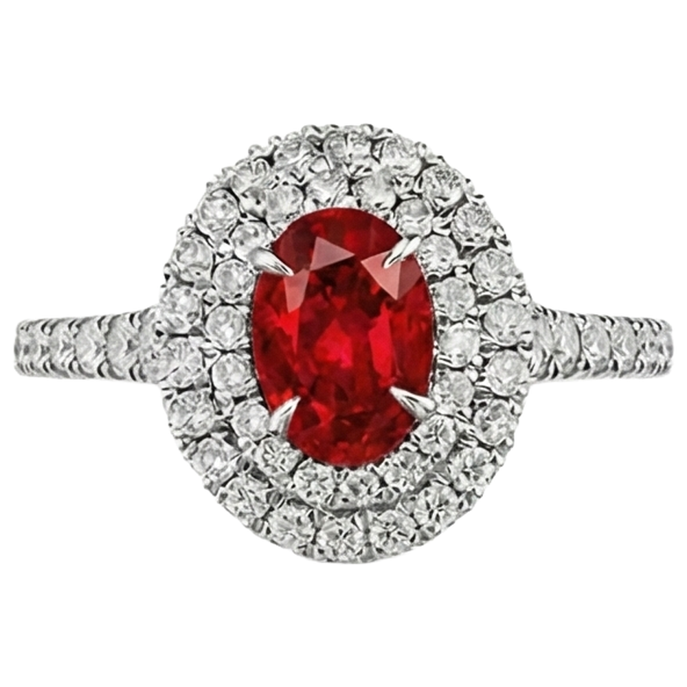 echter oval rubin 3.00Karat ring Vorderansicht