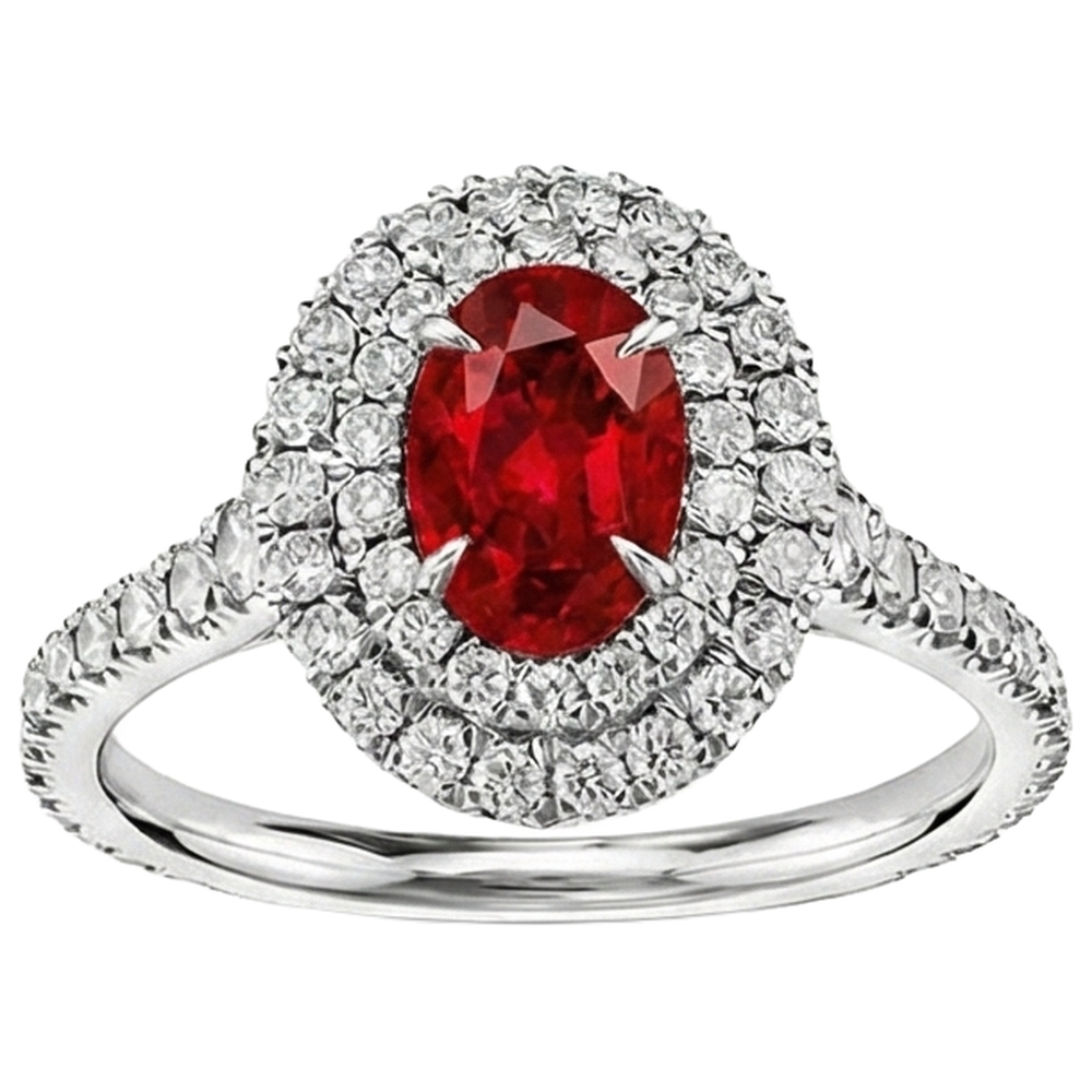 echter oval rubin 3.00Karat ring Seitenansicht