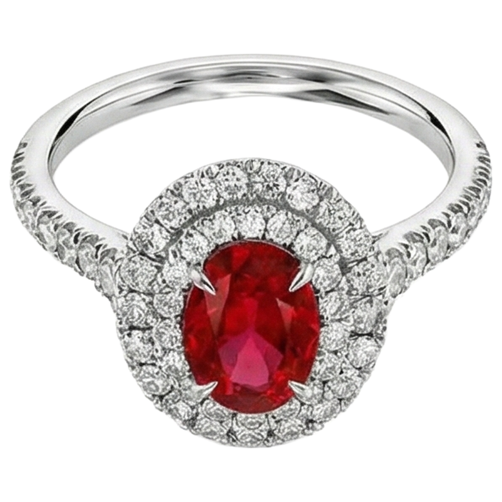 echter oval rubin 3.00Karat ring Detailansicht