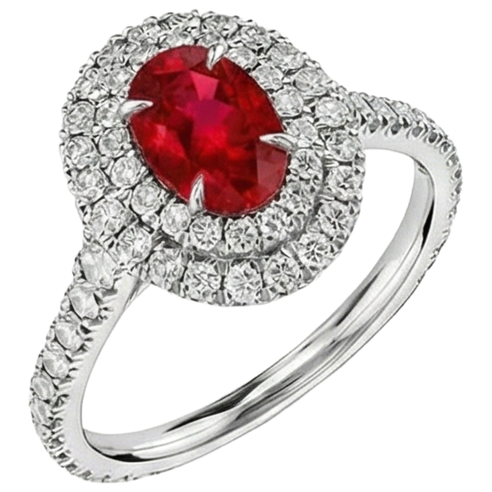 echter oval rubin 3.00Karat ring Draufsicht