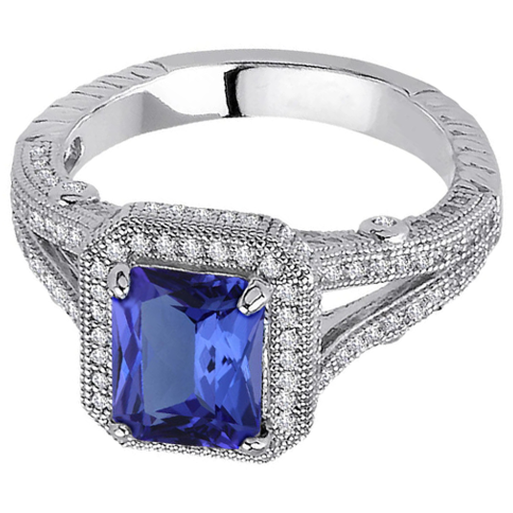echter round tansanit 4.51Karat ring Seitenansicht