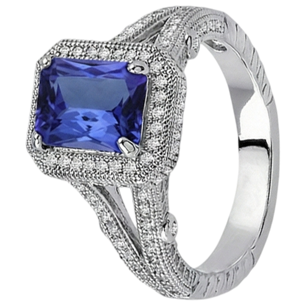 echter round tansanit 4.51Karat ring Detailansicht