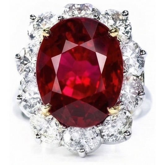 4.55 Karat Rubin Und Diamant Ring Damen Schmuck Gold 14K