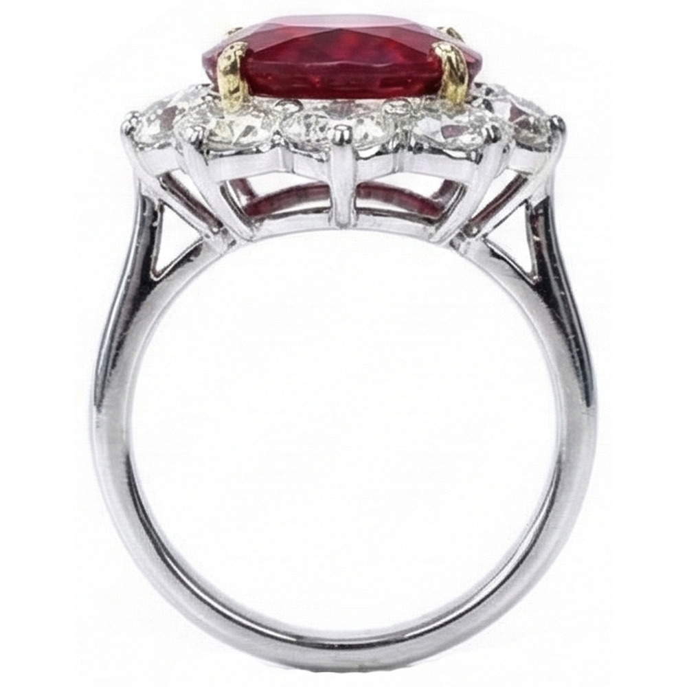 echter oval rubin 4.55Karat ring Detailansicht