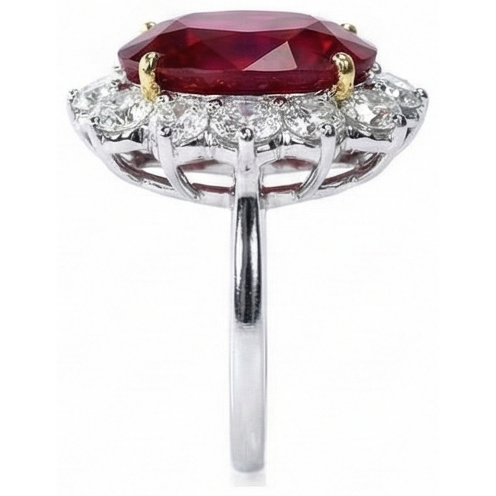 echter oval rubin 4.55Karat ring Draufsicht