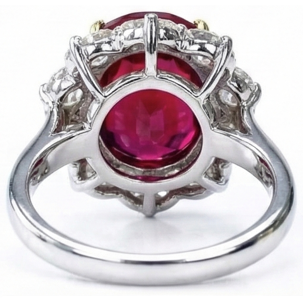 echter oval rubin 4.55Karat ring Profilansicht