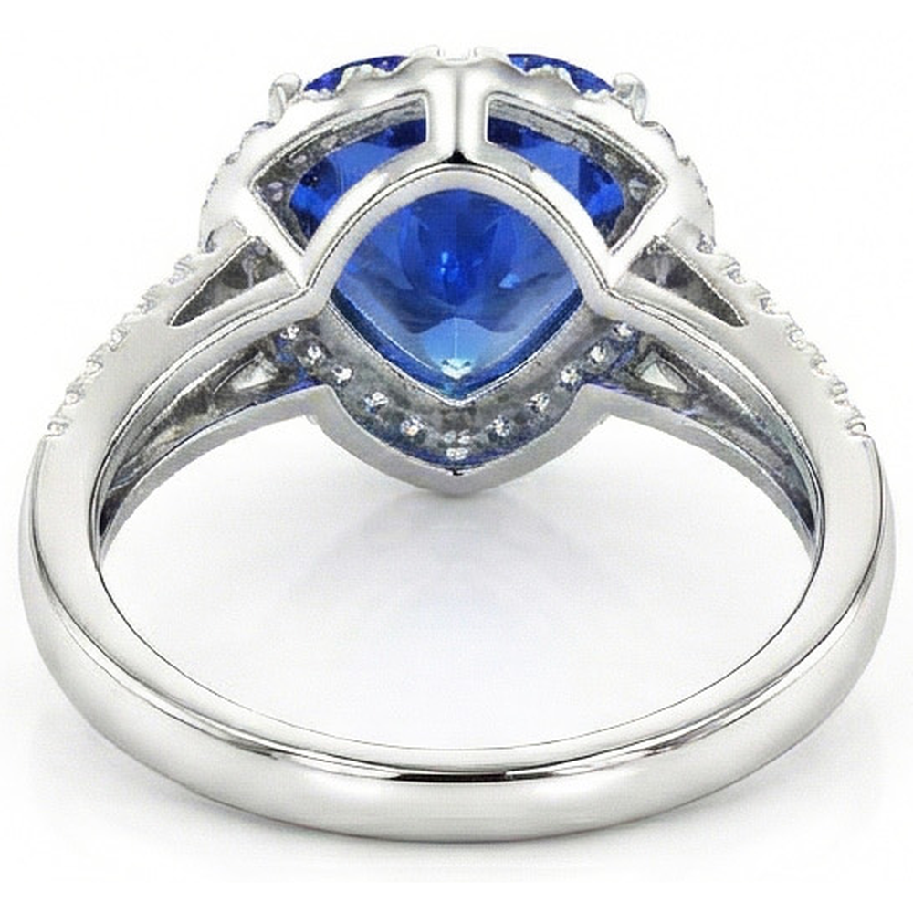 4.60 ct Ceylon Blue Saphir Diamanten Ring Weißgold 14K