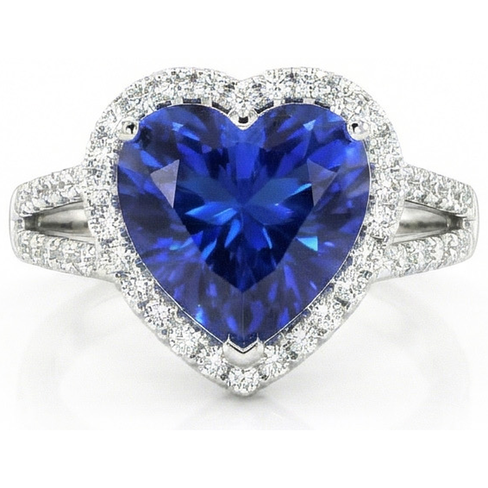4.60 ct Ceylon Blue Saphir Diamanten Ring Weißgold 14K