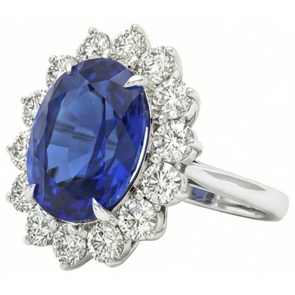 echter oval diamant 4.60Karat ring Seitenansicht
