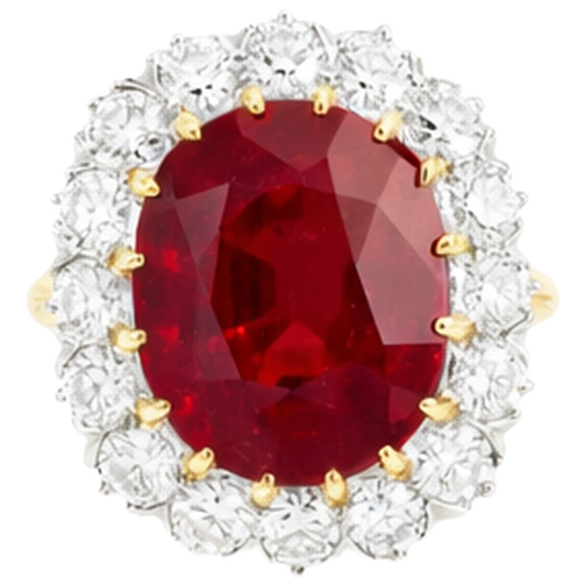 echter oval rubin 4.70Karat ring Vorderansicht