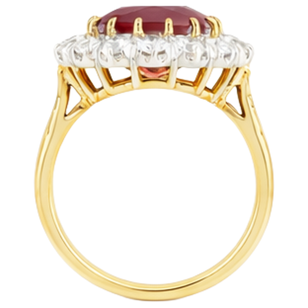 echter oval rubin 4.70Karat ring Profilansicht