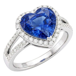 4.75 Karat Ceylon Saphir und Diamanten Ring Weißgold 14K