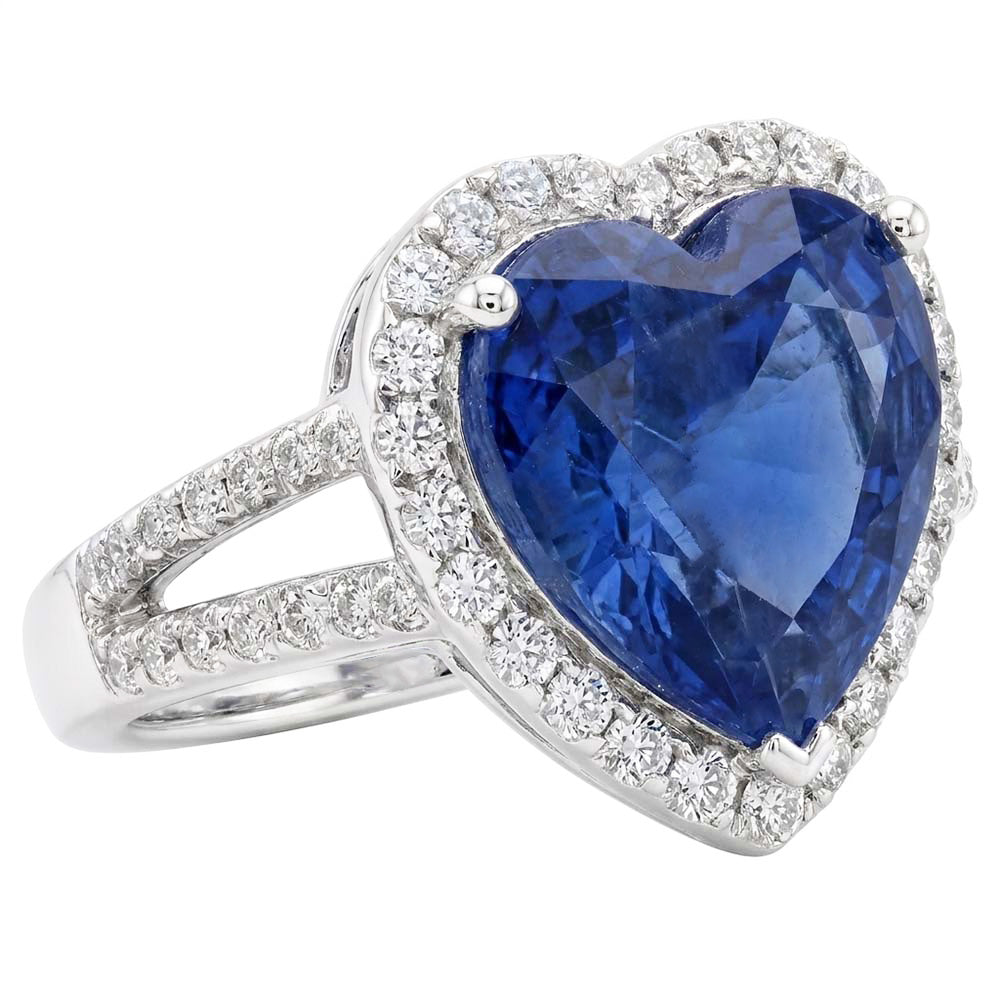 4.75 Karat Ceylon Saphir und Diamanten Ring Weißgold 14K