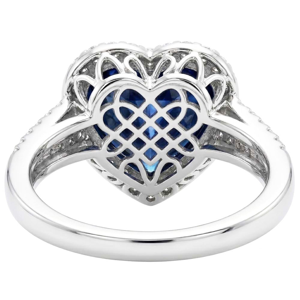 4.75 Karat Ceylon Saphir und Diamanten Ring Weißgold 14K
