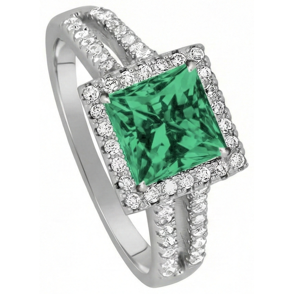echter round smaragd 4.75Karat ring Detailansicht