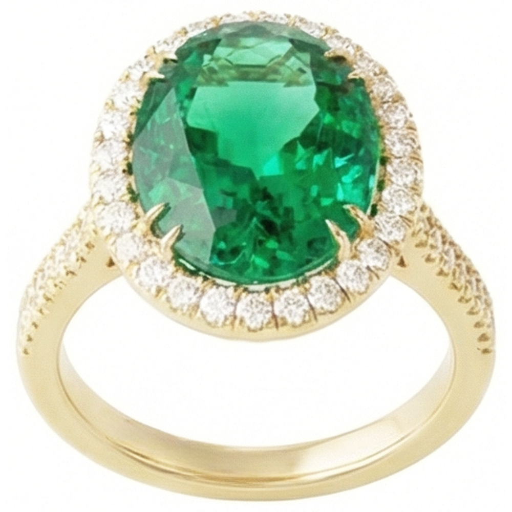 echter oval smaragd 4Karat ring Seitenansicht