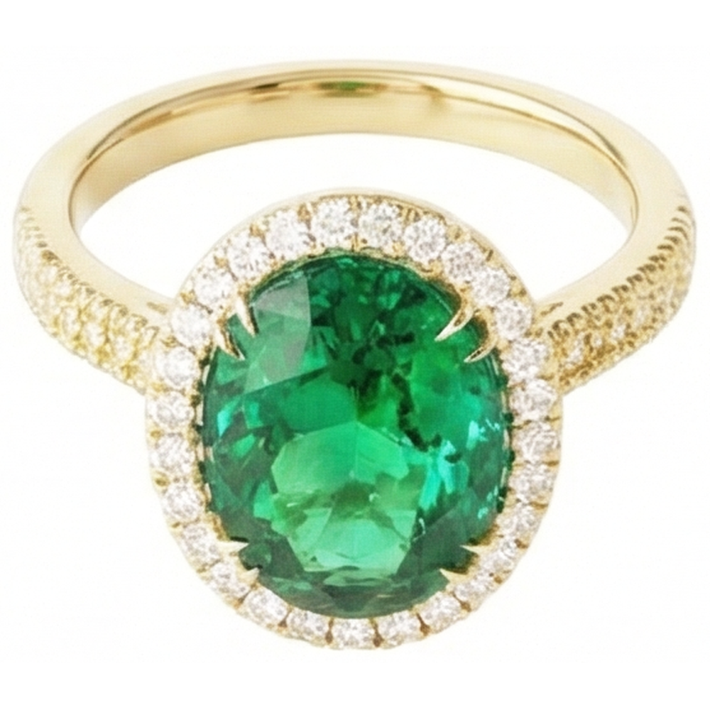 echter oval smaragd 4Karat ring Detailansicht