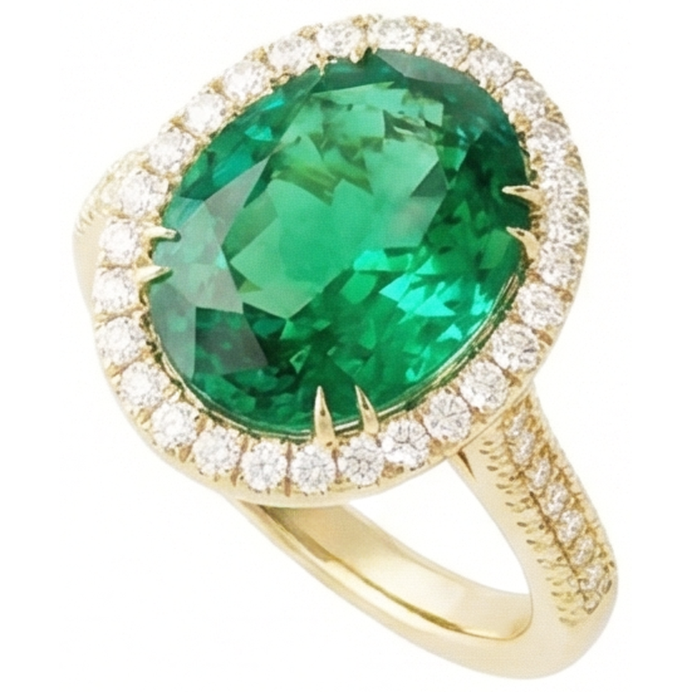 echter oval smaragd 4Karat ring Draufsicht