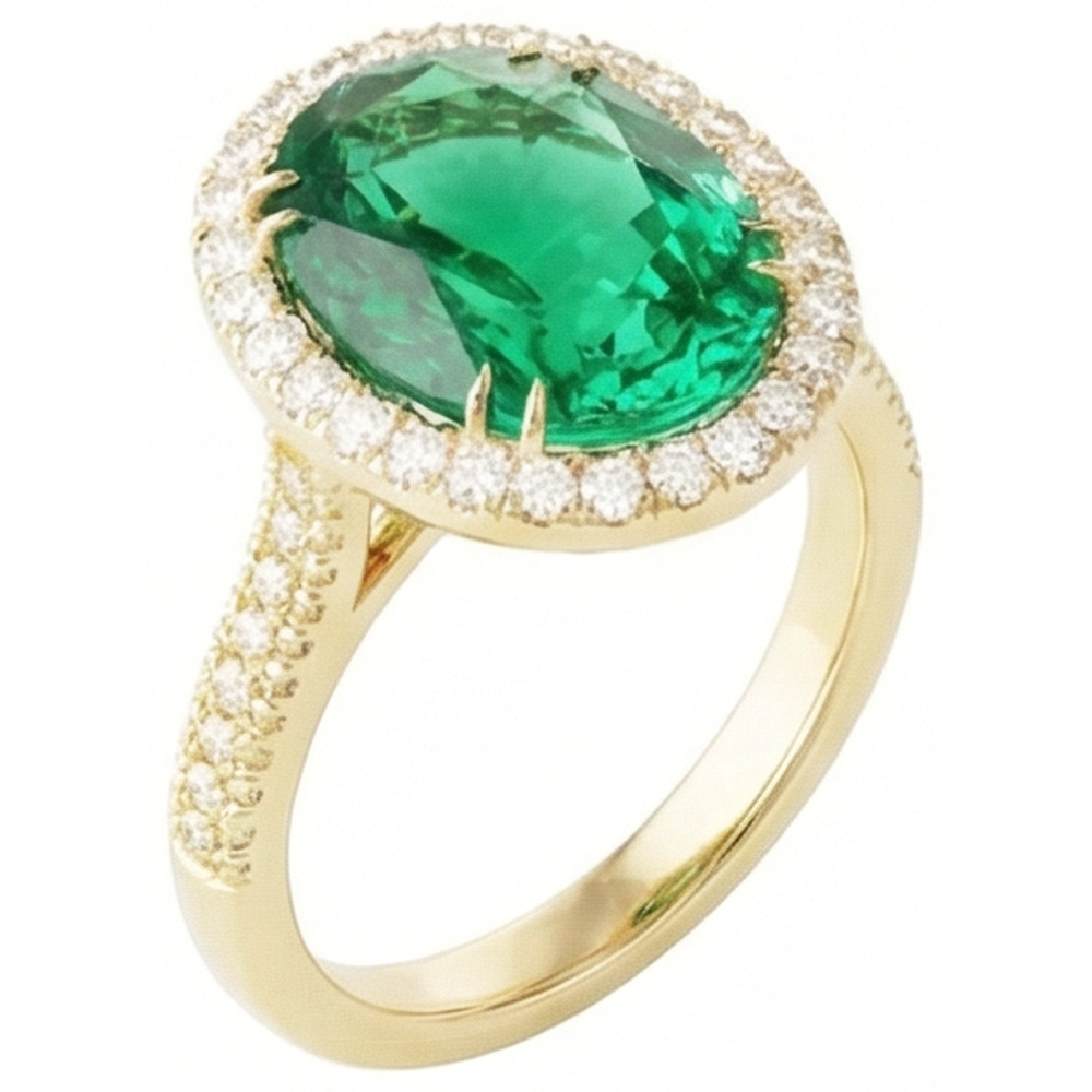 echter oval smaragd 4Karat ring Profilansicht