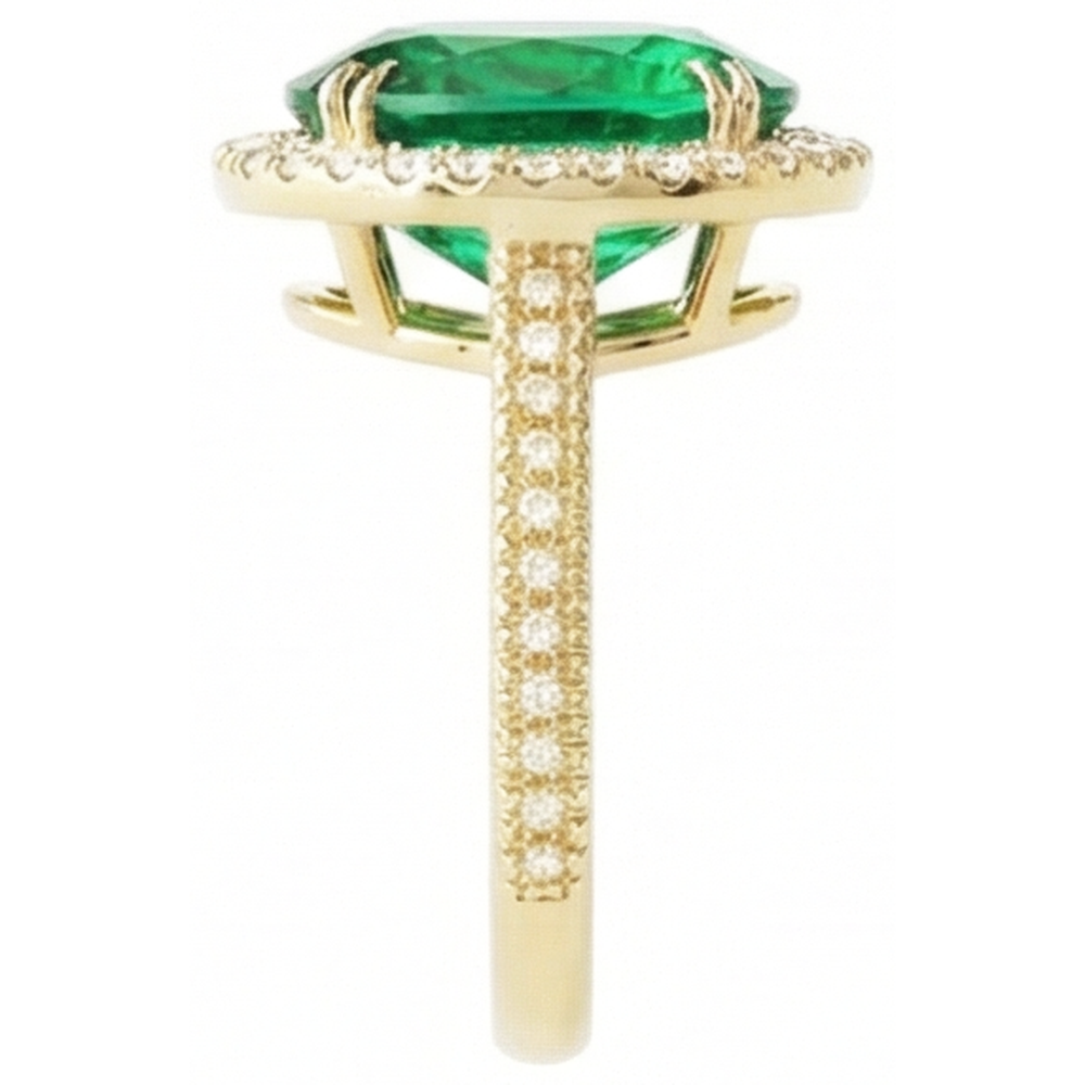 echter oval smaragd 4Karat ring mit Diamantbesatz