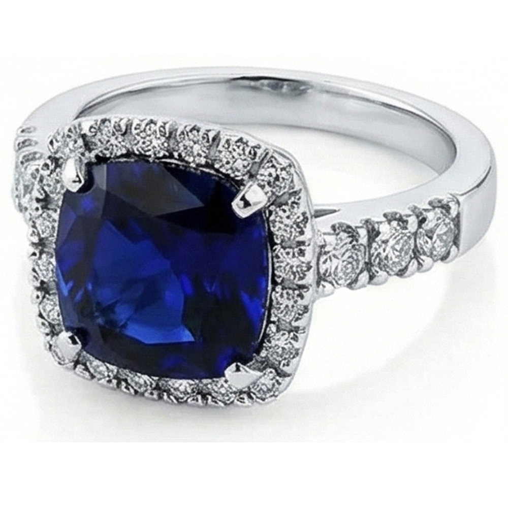 echter round saphir 4Karat ring Profilansicht
