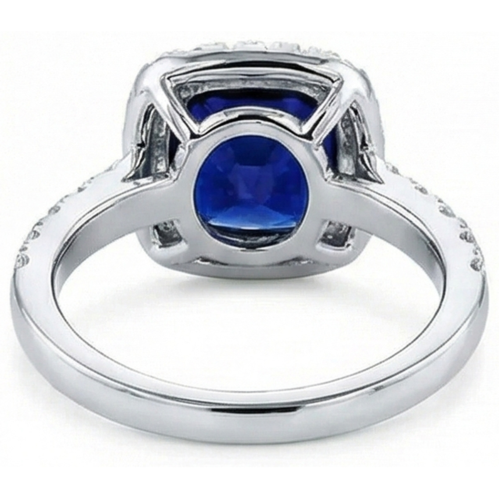 echter round saphir 4Karat ring mit Diamantbesatz
