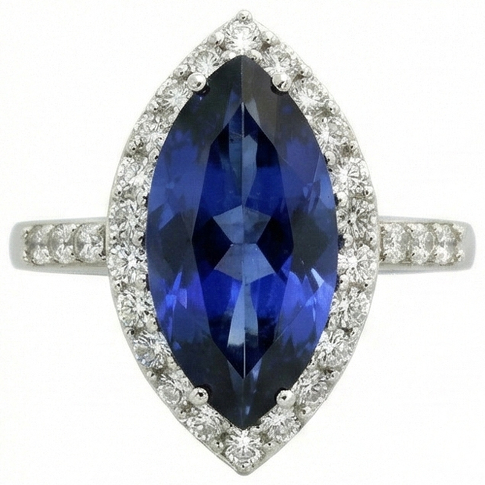 echter marquise saphir 4Karat ring Vorderansicht