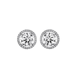4.04 Karat Wunderschöne Echt Diamanten Im Rundschliff Halo Ohrringe Gold Weiß 14K