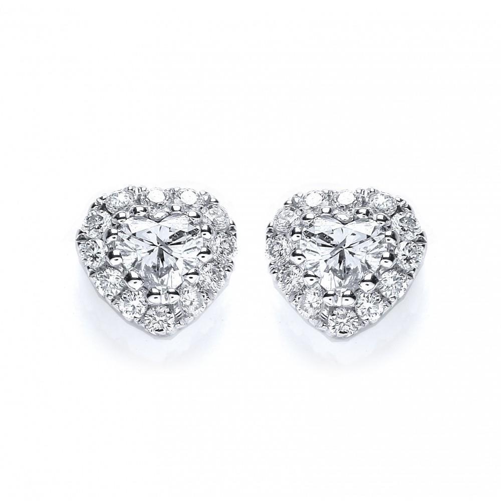 4.20 Carats Heart And Runden Natürliche Diamant Lady Stud Earrings White Gold 14K