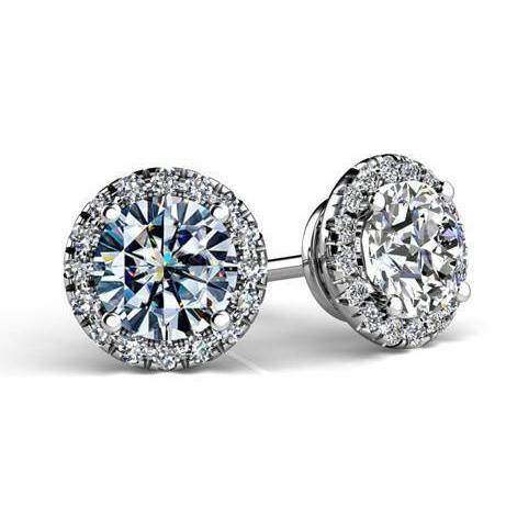 4.32 Carats Runden Shaped Halo Echt Diamant Women Stud Earrings