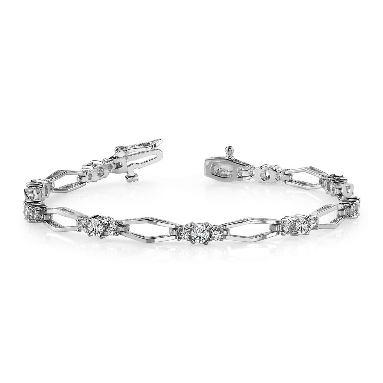 4.50 Karat Rundes Echt Diamant-Link-Armband Weißgold Schmuck 14K