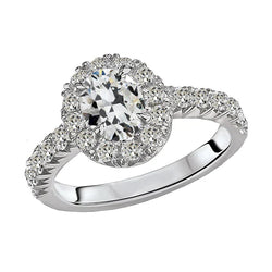 4.50 Karat Halo Ring Runder & Ovaler Alter Bergmanns Natürlich Diamant Mit Akzenten