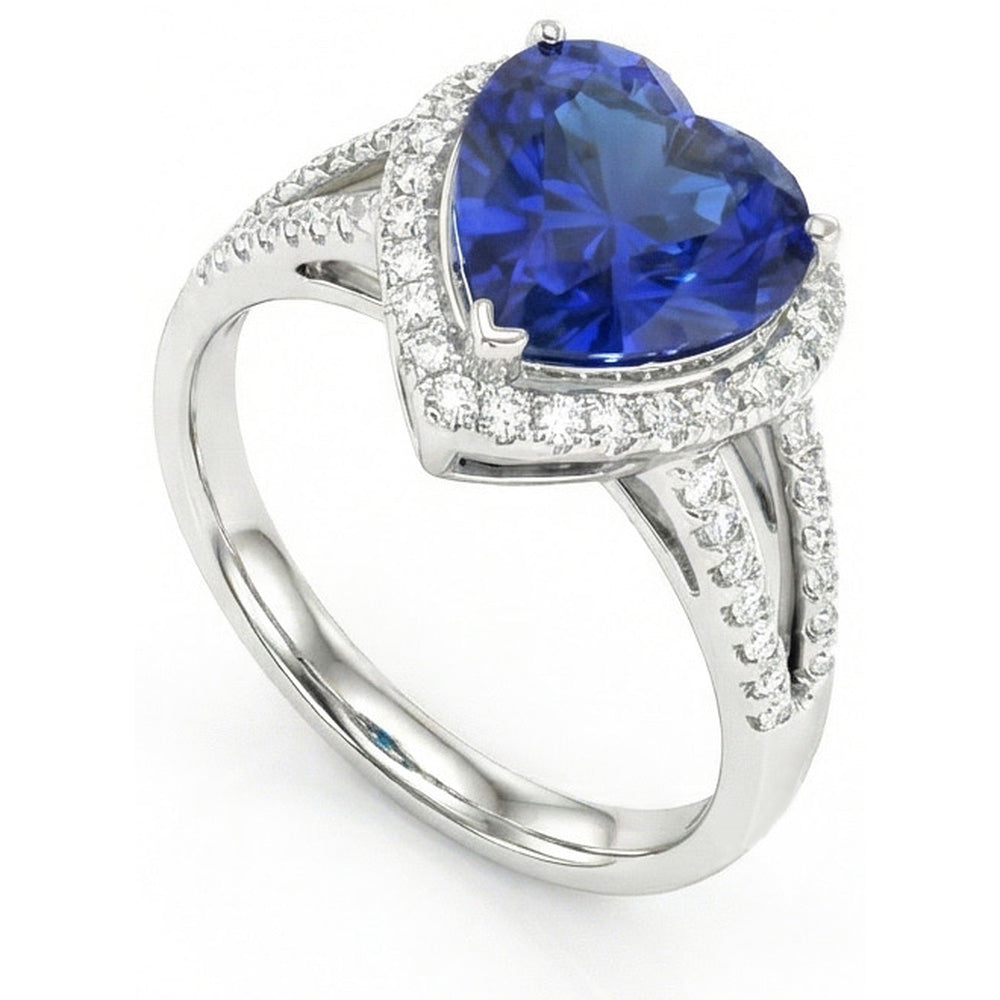 4.60 ct Ceylon Blue Saphir Diamanten Ring Weißgold 14K