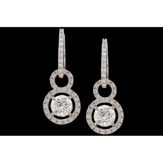 4 Carat Dangle Style Earring Hanging Wg Runden Natürliche Diamants