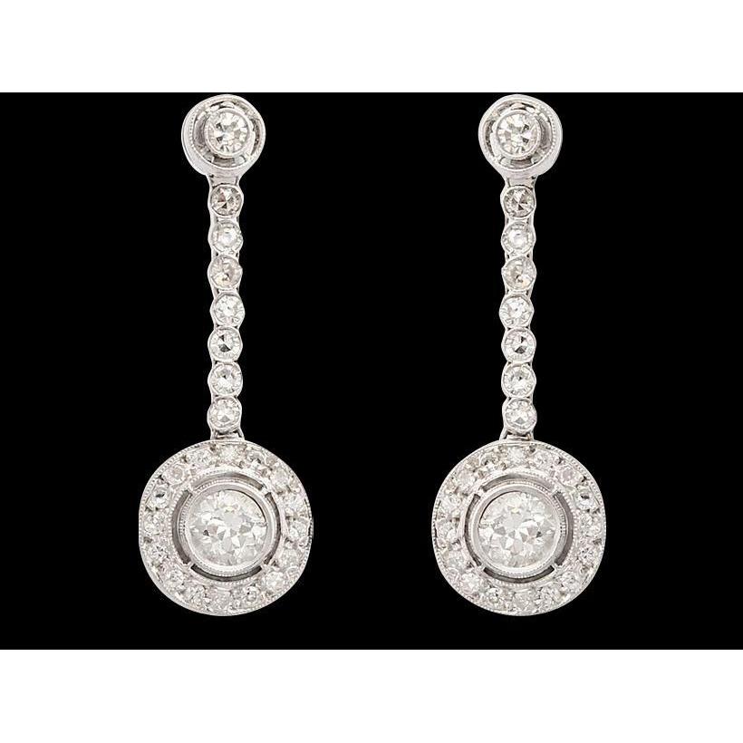 4 Carat Natürliche Diamants Dangle Earring Hanging White Gold Earring