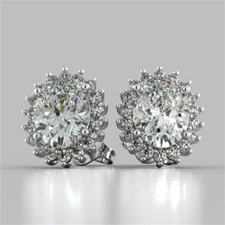 4 Ct. Oval Cut Halo Diamant Stud Earring Echt Diamants White Gold