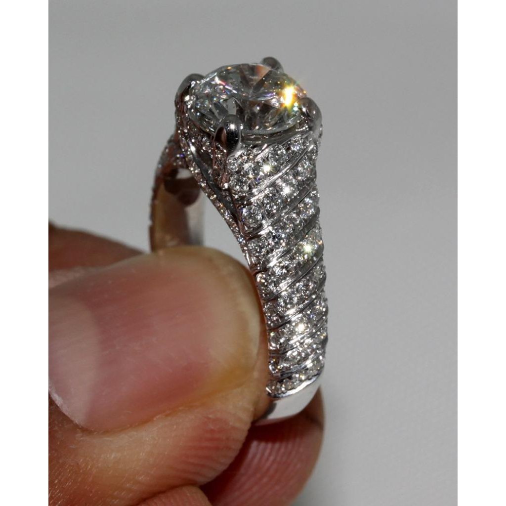 4 Karat Natürliche Diamanten Micro Pave Jubiläumsring Weißgold