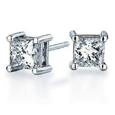 4 Karat Princess Cut Echt Diamant Ohrstecker 14K Weißgold