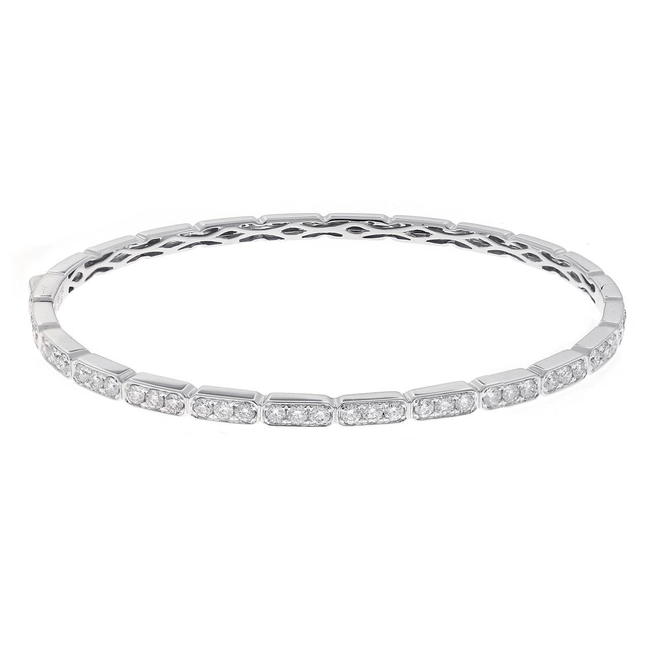 4 Karat Runder Micro Pave Echt Diamant Armreif Weißgold 14K