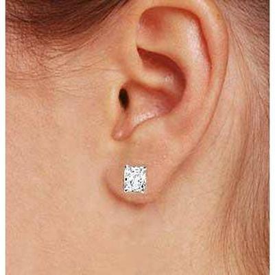 4 Karat Solitaire Radiant Cut Echt Diamant Ohrstecker Weißgold 14K