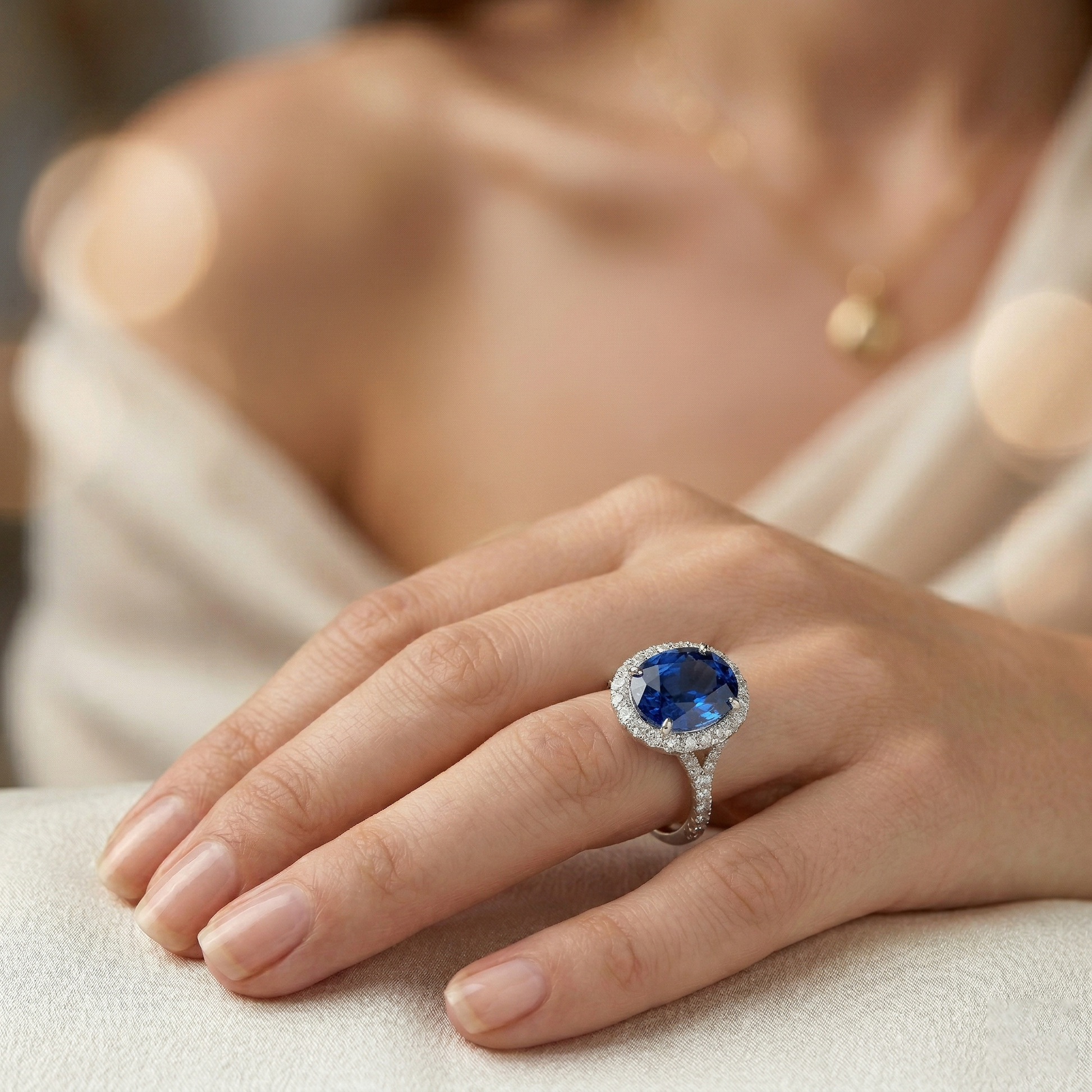 echter oval diamant 4Karat ring mit Diamantbesatz